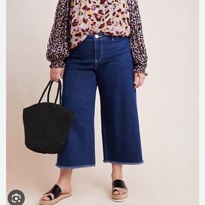 Anthropologie Pilcro Cropped Wide Leg Plus Size Jeans Frayed‎ Hem Size 22W
